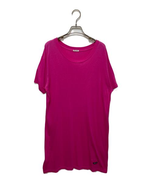 MIU MIU（ミュウミュウ）MIU MIU (ミュウミュウ) ロゴTシャツワンピース ピンク サイズ:Sの古着・服飾アイテム