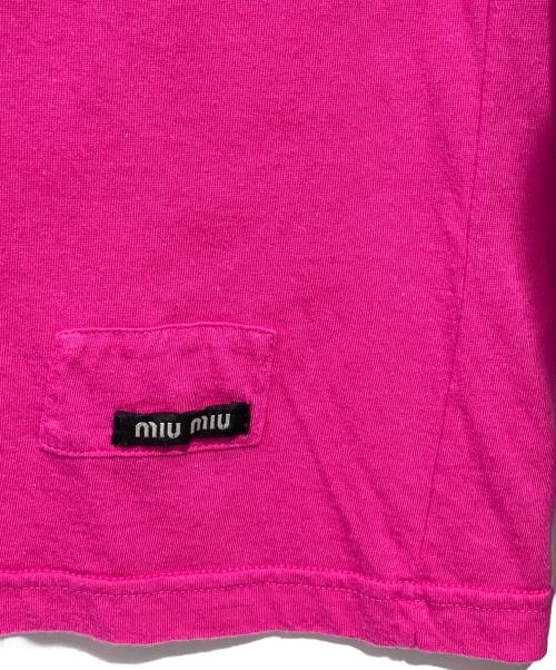 MIU MIU（ミュウミュウ）MIU MIU (ミュウミュウ) ロゴTシャツワンピース ピンク サイズ:Sの古着・服飾アイテム