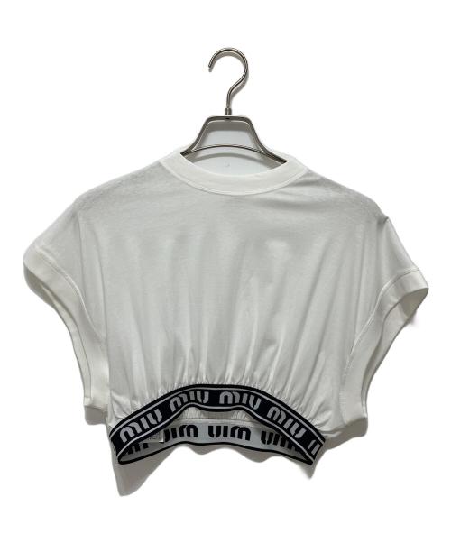 MIU MIU（ミュウミュウ）MIU MIU (ミュウミュウ) logo-underband top ホワイト サイズ:Lの古着・服飾アイテム