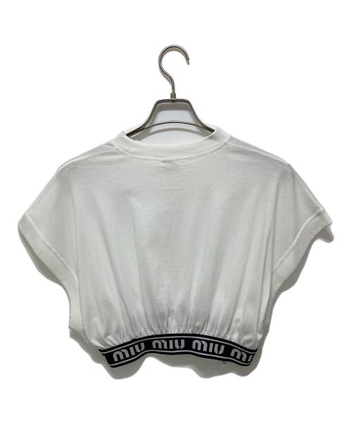 MIU MIU（ミュウミュウ）MIU MIU (ミュウミュウ) logo-underband top ホワイト サイズ:Lの古着・服飾アイテム