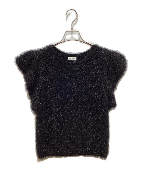 Saint Laurent Paris（サンローランパリ）Saint Laurent Paris (サンローランパリ) グリッターパワーショルダーニット ブラック サイズ:Ｓの古着・服飾アイテム