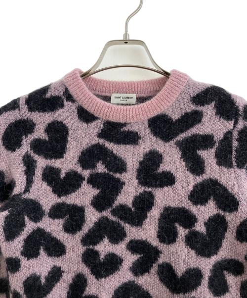 Saint Laurent Paris（サンローランパリ）Saint Laurent Paris (サンローランパリ) ハート柄モヘヤ混ニット ピンク サイズ:Ｍの古着・服飾アイテム