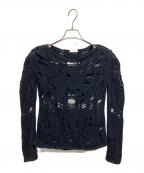 Saint Laurent Parisサンローランパリ）の古着「モヘヤ混ダメージニット」｜ブラック