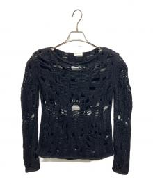 Saint Laurent Paris（サンローランパリ）の古着「モヘヤ混ダメージニット」｜ブラック