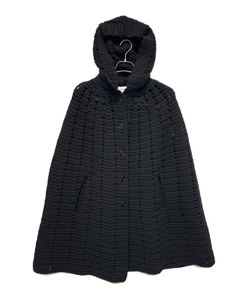 Saint Laurent Paris（サンローランパリ）Saint Laurent Paris (サンローランパリ) フーデットニットポンチョ　328114 Y1BW2 ブラック サイズ:XSの古着・服飾アイテム