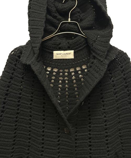 Saint Laurent Paris（サンローランパリ）Saint Laurent Paris (サンローランパリ) フーデットニットポンチョ　328114 Y1BW2 ブラック サイズ:XSの古着・服飾アイテム