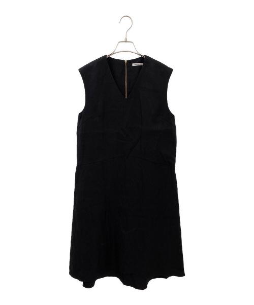 JULY NINE（ジュライナイン）JULY NINE (ジュライナイン) リネンノースリーブワンピース ブラック サイズ:Freeの古着・服飾アイテム