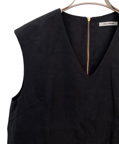 JULY NINE（ジュライナイン）JULY NINE (ジュライナイン) リネンノースリーブワンピース ブラック サイズ:Freeの古着・服飾アイテム