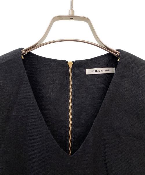 JULY NINE（ジュライナイン）JULY NINE (ジュライナイン) リネンノースリーブワンピース ブラック サイズ:Freeの古着・服飾アイテム