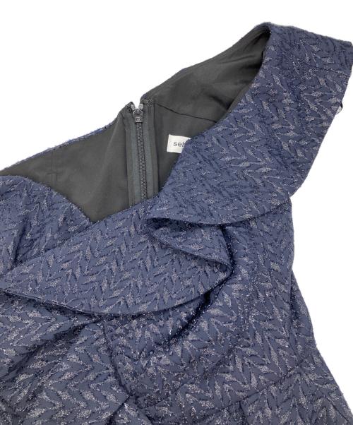 SELF PORTRAIT（セルフ ポートレイト）SELF PORTRAIT (セルフ ポートレイト) ラッフルメタリックブラウス ネイビー サイズ:14 未使用品の古着・服飾アイテム
