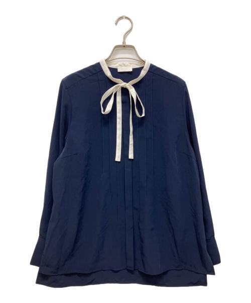 BALLSEY（ボールジィ）BALLSEY (ボールジィ) クリアデシン ボウタイブラウス ネイビー サイズ:36の古着・服飾アイテム