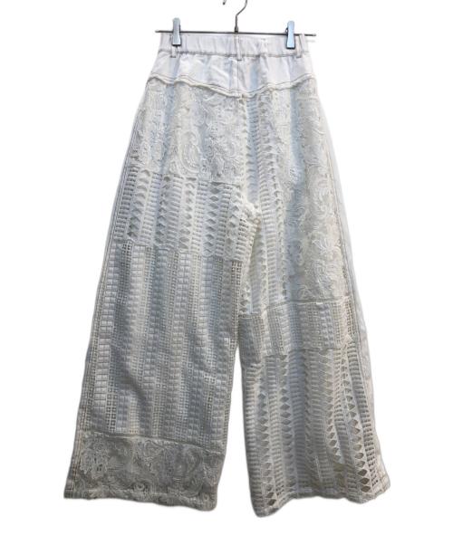 AULA AILA（アウラアイラ）AULA AILA (アウラアイラ) Denim Combination Lace WIDE PANTS ホワイト サイズ:1の古着・服飾アイテム