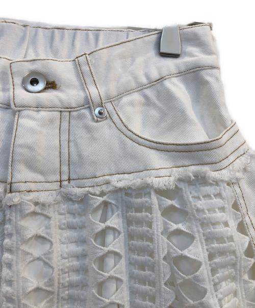 AULA AILA（アウラアイラ）AULA AILA (アウラアイラ) Denim Combination Lace WIDE PANTS ホワイト サイズ:1の古着・服飾アイテム