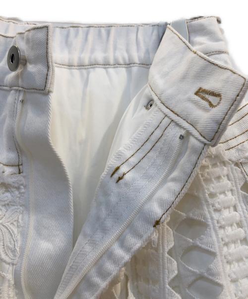 AULA AILA（アウラアイラ）AULA AILA (アウラアイラ) Denim Combination Lace WIDE PANTS ホワイト サイズ:1の古着・服飾アイテム