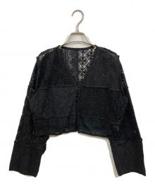 anuke（アンヌーク）の古着「Patchwork Lace Cardigan」｜ブラック