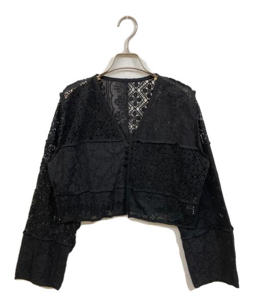 anuke（アンヌーク）anuke (アンヌーク) Patchwork Lace Cardigan ブラック サイズ:	SIZE Freeの古着・服飾アイテム