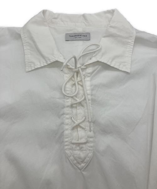 TOMORROW LAND（トゥモローランド）TOMORROW LAND (トゥモローランド) 200/2ポプリン レースアッププルオーバーショートスリーブシャツ　63-05-22-05503 ホワイト サイズ:Mの古着・服飾アイテム