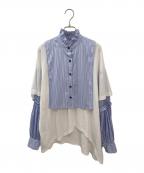 ENFOLDエンフォルド）の古着「クラッシック天竺 T SHIRT レイヤードBLOUSE」｜ホワイト×ブルー