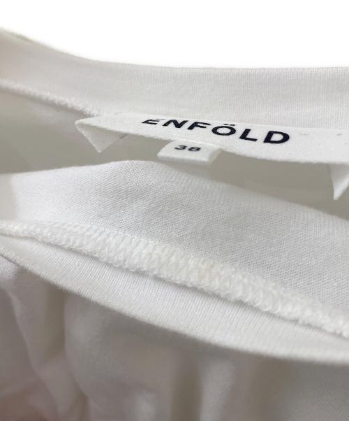 ENFOLD（エンフォルド）ENFOLD (エンフォルド) クラッシック天竺 T SHIRT レイヤードBLOUSE ホワイト×ブルー サイズ:38の古着・服飾アイテム