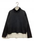 ADOREアドーア）の古着「バイカラーダブルニットタートルトップス」｜ブラック