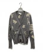 Thom Browneトムブラウン）の古着「マルチアニマルクラシックVネックカーディガン」｜グレー