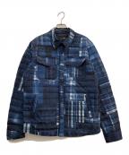 RLX RALPH LAURENアールエルエックスラルフローレン）の古着「チェックダウンシャツジャケット」｜ブルー