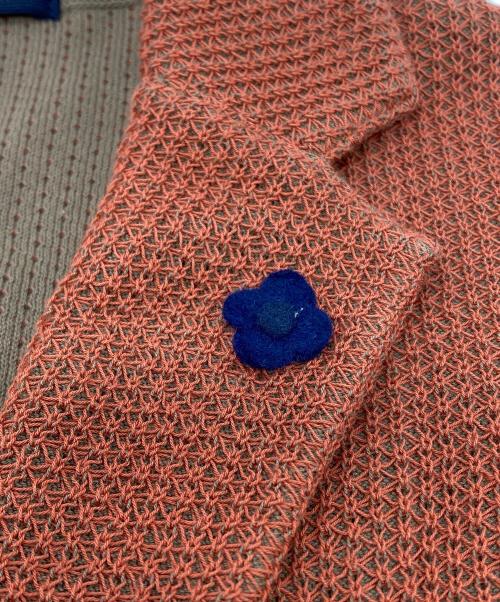LARDINI（ラルディーニ）LARDINI (ラルディーニ) 織柄ニットジャケット ブラウン サイズ:Sの古着・服飾アイテム