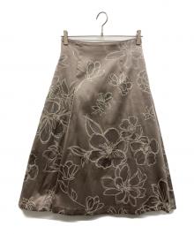 ANAYI（アナイ）の古着「ペイントフラワージャガードタックフレアスカート」｜ベージュ