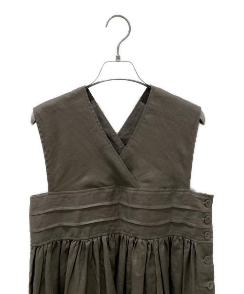 HYKE（ハイク）HYKE (ハイク) TOMORROW LAND (トゥモローランド) リネンマキシドレス ブラウン サイズ:1の古着・服飾アイテム