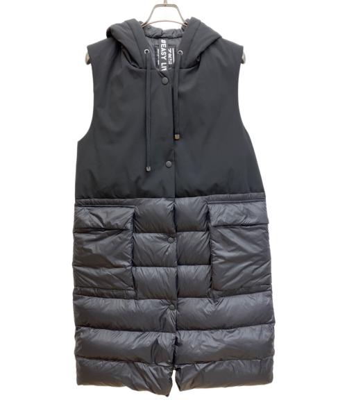 MONTEREGGI（モンテレッジ・ポイント）MONTEREGGI (モンテレッジ・ポイント) ダウンロングベスト ブラック サイズ:38の古着・服飾アイテム