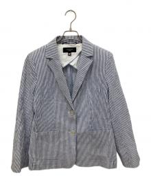 WEEKEND Max Mara（ウィークエンド マックスマーラ）の古着「リネン混ストライプテーラードジャケット」｜ホワイト×ブルー