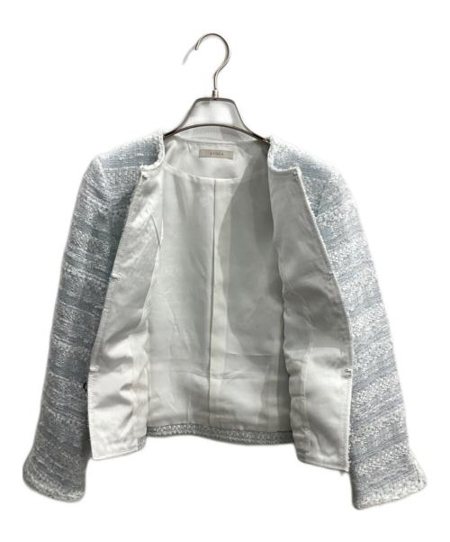 EPOCA（エポカ）EPOCA (エポカ) ファンシーツィード ノーカラージャケット ブルー サイズ:38の古着・服飾アイテム