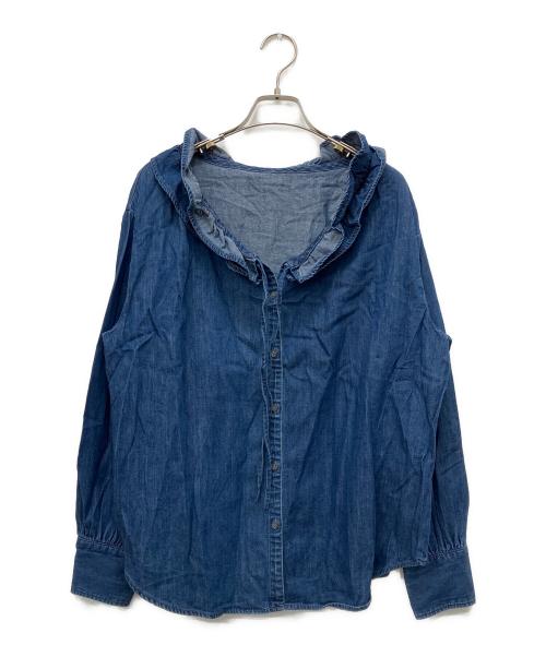 Rie miller（リエ ミラー）Rie miller (リエ ミラー) フリルギャザーデニムブラウス インディゴ サイズ:Freeの古着・服飾アイテム