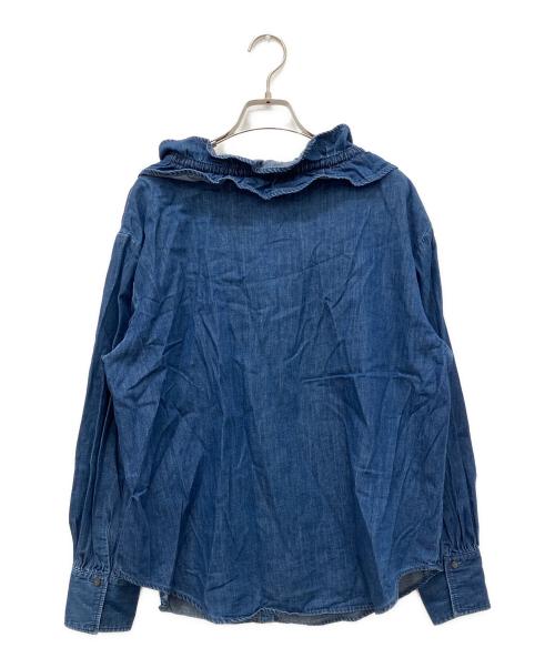 Rie miller（リエ ミラー）Rie miller (リエ ミラー) フリルギャザーデニムブラウス インディゴ サイズ:Freeの古着・服飾アイテム