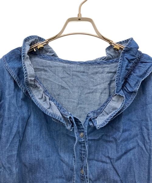 Rie miller（リエ ミラー）Rie miller (リエ ミラー) フリルギャザーデニムブラウス インディゴ サイズ:Freeの古着・服飾アイテム