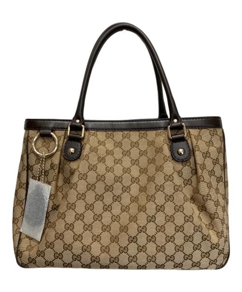 GUCCI（グッチ）GUCCI (グッチ) トートバッグ ベージュ×ブラウンの古着・服飾アイテム