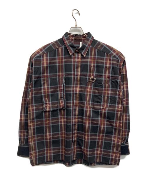 HUMIS（ヒューミス）HUMIS (ヒューミス) ディフォーメーションミリタリーフライフロントシャツ ブラウン サイズ:Lの古着・服飾アイテム