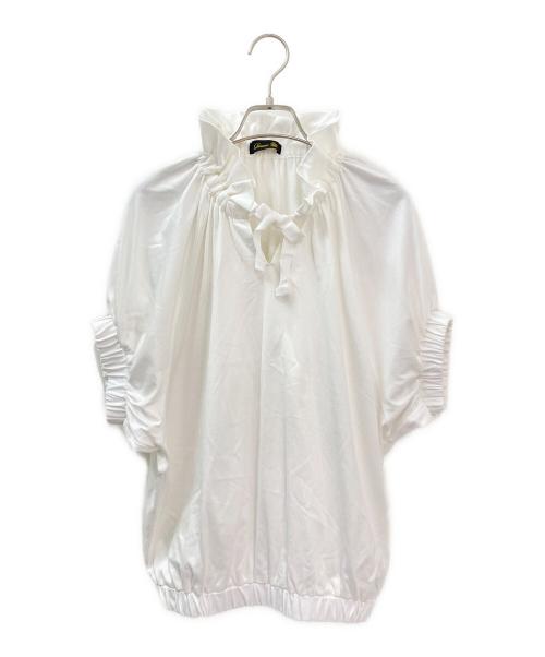 DRAWER（ドゥロワー）DRAWER (ドゥロワー) M.SUMMER2 ギャザーカラーカットソーブラウス ホワイト サイズ:Freeの古着・服飾アイテム