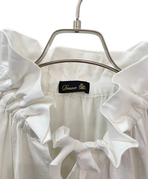 DRAWER（ドゥロワー）DRAWER (ドゥロワー) M.SUMMER2 ギャザーカラーカットソーブラウス ホワイト サイズ:Freeの古着・服飾アイテム