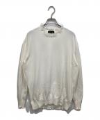 DRAWERドゥロワー）の古着「RESORT1 16Gネックフリルロングスリーブニット」｜ホワイト