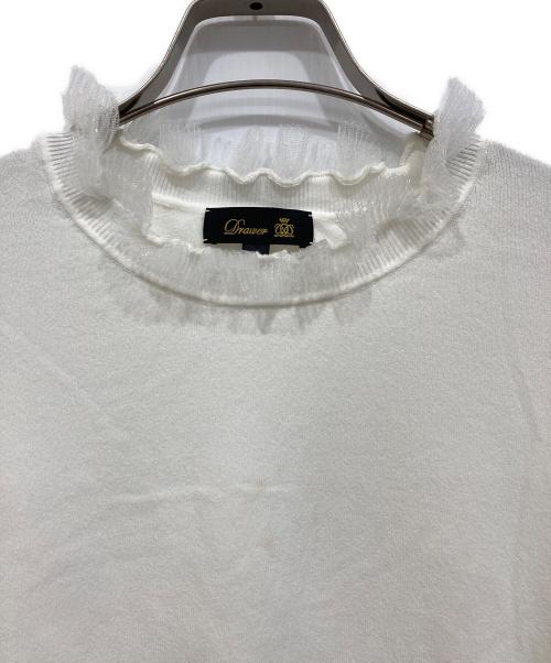 DRAWER（ドゥロワー）DRAWER (ドゥロワー) RESORT1 16Gネックフリルロングスリーブニット ホワイト サイズ:1の古着・服飾アイテム