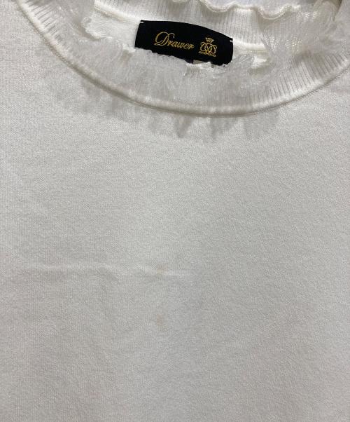 DRAWER（ドゥロワー）DRAWER (ドゥロワー) RESORT1 16Gネックフリルロングスリーブニット ホワイト サイズ:1の古着・服飾アイテム