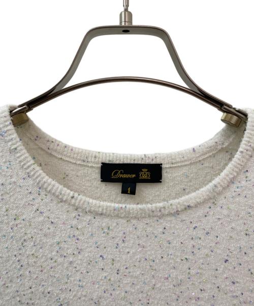 DRAWER（ドゥロワー）DRAWER (ドゥロワー) RESORT2 12Gスパンコールショートスリーブニット ホワイト サイズ:1の古着・服飾アイテム