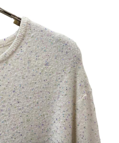 DRAWER（ドゥロワー）DRAWER (ドゥロワー) RESORT2 12Gスパンコールショートスリーブニット ホワイト サイズ:1の古着・服飾アイテム