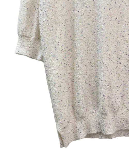 DRAWER（ドゥロワー）DRAWER (ドゥロワー) RESORT2 12Gスパンコールショートスリーブニット ホワイト サイズ:1の古着・服飾アイテム