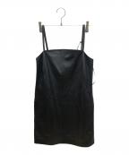 H BEAUTY&YOUTHエイチ ビューティー&ユース）の古着「シープレザーキャミソールワンピース」｜ブラック