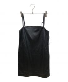 H BEAUTY&YOUTH（エイチ ビューティー&ユース）の古着「シープレザーキャミソールワンピース」｜ブラック