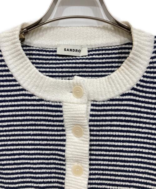 Sandro（サンドロ）Sandro (サンドロ) terry knit cardigan ネイビー×ホワイト サイズ:1の古着・服飾アイテム