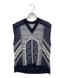 Mame Kurogouchi（マメクロゴウチ）の古着「Osmanthus Motif Jacquard Knitted Vest」｜ネイビー