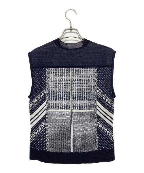 Mame Kurogouchi（マメクロゴウチ）Mame Kurogouchi (マメクロゴウチ) Osmanthus Motif Jacquard Knitted Vest ネイビー サイズ: 2の古着・服飾アイテム
